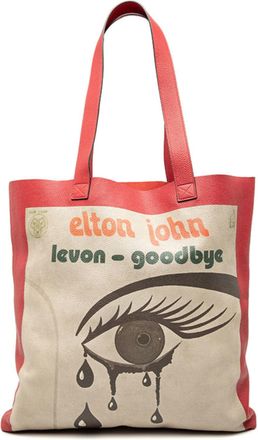 Gucci Beige Red Color Leather Shoulder Bag Tote Bag (Pre-Owned)