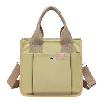 Generic Large Shopping Bag With Handle, Utility Bags With Shoulder Strap, Beach Bag For Women, Girls, School, Outdoor Travel, Picnic, Daily Travel, Khaki, Con