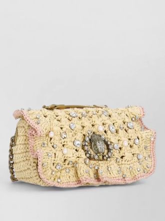 Kurt Geiger raffia clutch bag chain strap crochet