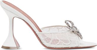 Amina Muaddi Ivory Lace Slipper Sandals