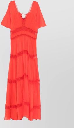 Forte_Forte long tiered dress lace trim v neckline