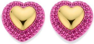Kurt Geiger Pavé Heart Stud Earrings in Gold/Pink at Nordstrom