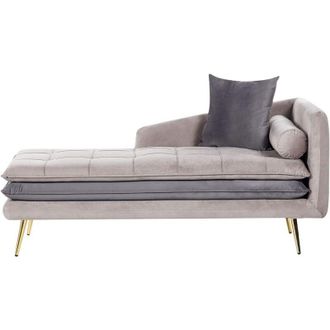 Beliani Beliani - Chaise longue da salotto imbottita e spessa in velluto beige e grigio Gonesse