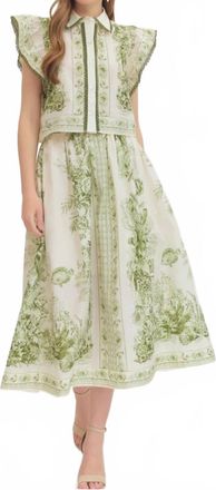 Entro Vivienne Midi Skirt In Sage Garden