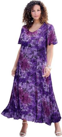 Roaman's Plus Size Hand Crinkled Flutter Sleeve Maxi Dress in Lavender Tie Dye Floral at Nordstrom, Size 36