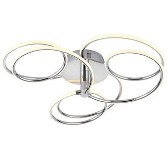 Loops LED Semi Flush Ceiling Light 48W Warm White Chrome Infinity Hoop Strip Feature