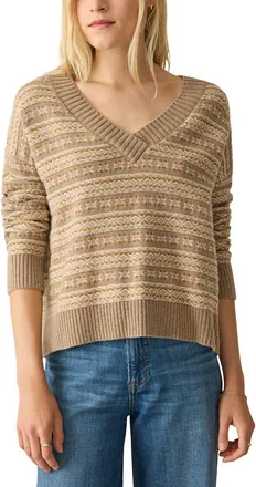 Faherty Highland Fairisle Wool-Blend V-Neck Sweater