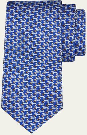 Ferragamo Mens Dachshund Silk and Wool Tie