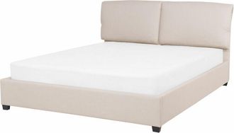 Beliani Beliani - Letto Imbottito Beige Effetto Lino a Doghe Gambe in Legno 140 x 200 cm Belfort