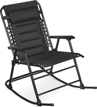 Best Choice Products Padded Folding Zero Gravity Rocking Chair with Headrest, Outdoor Camp Chair