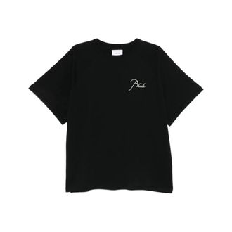 Rhude T-Shirts, male, Black, Size: S Round-neck Short Sleeve T-shirt