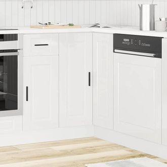 Berkfield Home Kitchen Corner Base Cabinet&not;Porto High Gloss White Engineered Wood