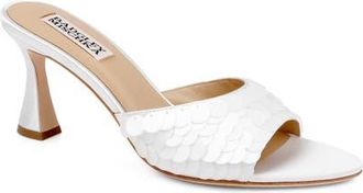 Badgley Mischka Winika Slide Sandal in White Satin at Nordstrom, Size 8.5