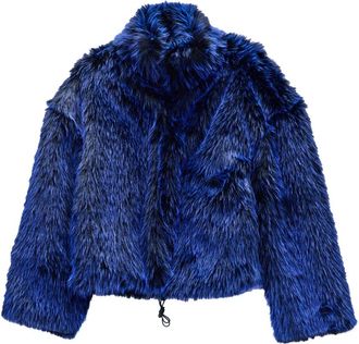 Just Cavalli Pelliccia Corta Eco - Dames - Jassen - Blauw - M - Polyester - Jassen