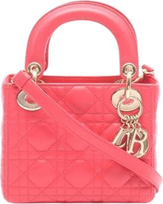 Dior Pre-owned Lady Mini Cannage 2Way Handbag - Dames - Vintage Mini Tas - Roze - ONE Size - Leer - Vintage
