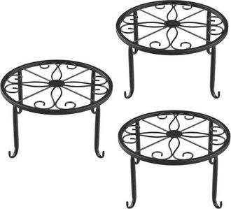 OEM Juego De 3 Soportes Para Macetas De Metal Negro, Resistentes A La Corrosi&oacute;n Y Duraderos
