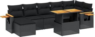 vidaXL Vidaxl - Set De Sof&aacute;s De Jard&iacute;n 8 Piezas Y Cojines Rat&aacute;n Sint&eacute;tico Negro