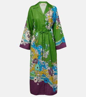 Alemais Al&eacute;mais Vestido Nanci de lino estampado