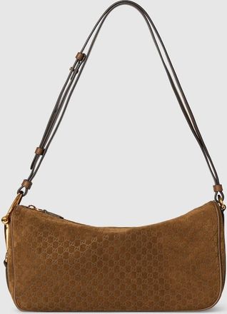 Gucci Half Horsebit Medium Shoulder Bag, Brown, Leather