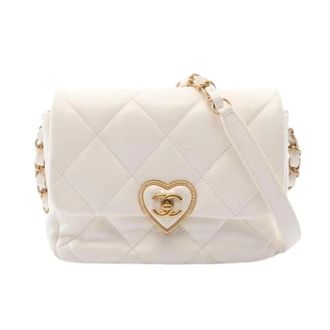 Chanel Pre-owned Matelasse Heart Lock Lambskin Shoulder Bag - Dames - Pre-owned - Wit - Maat: ONE Size