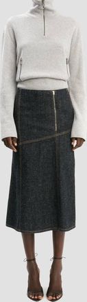 Victoria Beckham Panelled Denim Midi Skirt In Indigo