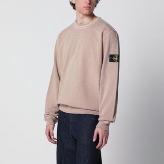 Stone Island Crewneck sweatshirt with OLD garment-dyed treatment in slub cotton in beige