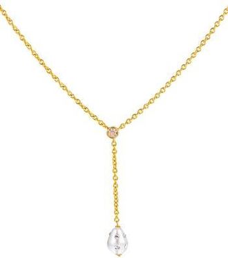 Eye Candy Los Angeles Isla Faux Pearl Lariat Necklace in Gold at Nordstrom Rack
