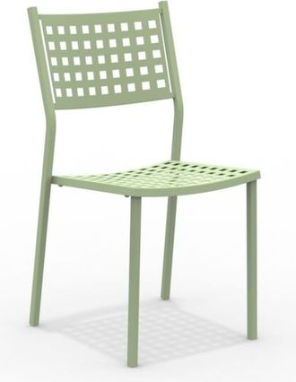 MondoViro Juego de 8 sillas de jardín de metal verde 43x48 cm 85h