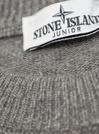 Stone Island Logo-Patch Wool-Blend Crewneck Sweater - Gray