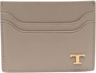 Tod's logo-plaque card holder - men - Calf Leather - One Size - Grey
