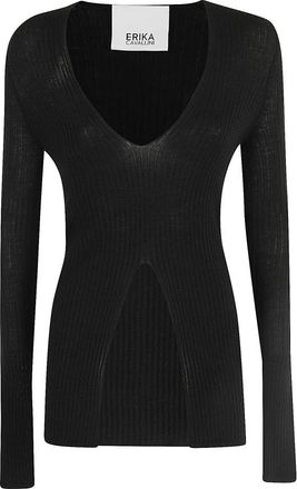 Erika Cavallini Semi Couture Stijlvolle Cardigan Ines - Dames - V-hals truien - Zwart - XS - Truien & Vesten