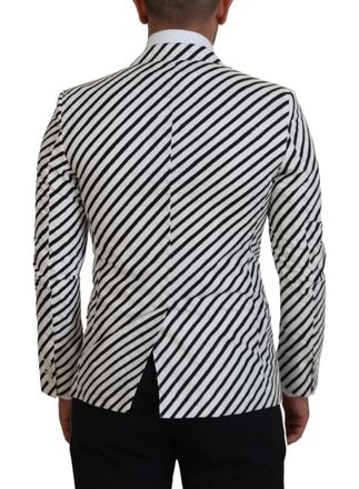 Dolce & Gabbana Mens Striped Cotton Blazer White Blazers