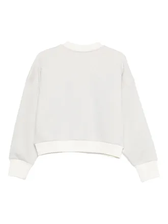 Emporio Armani Lurex Logo-Embroidered Sweatshirt - White