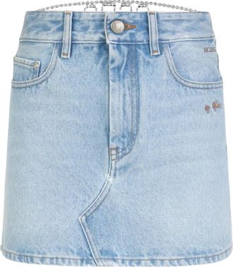 GCDS Choker Denim Rok - Dames - Spijkerrokken - Blauw - W27 - Denim - Rokken