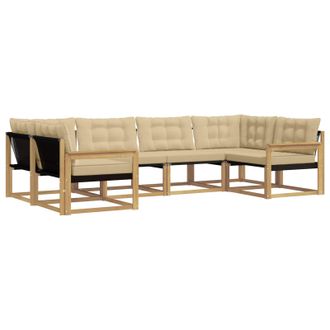 vidaXL Conjunto De Sof&aacute;s De Exterior Con Coj&iacute;n 6 Pcs Y Beige Vidaxl