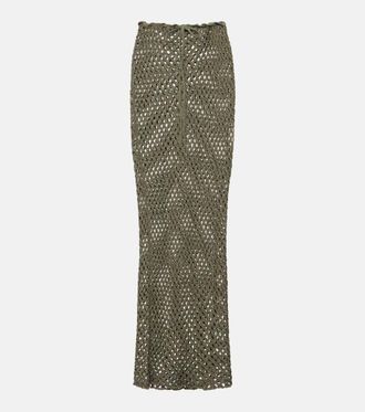 Bananhot Magen crochet cotton-blend maxi skirt