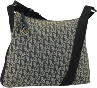 Dior Pre-owned Cross Body Bags, female, Blue, Size: ONE SIZE Pre-owned Vintage Trotter Canvas Shoulder Bag