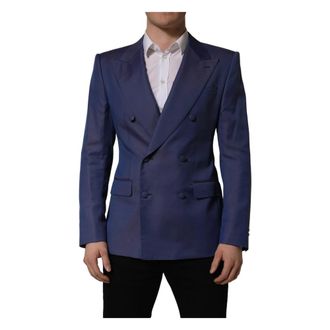 Dolce & Gabbana Blazers, male, Blue, Size: XL Dolce & Gabbana Blue Wool Double Breasted Men Blazer Jacket