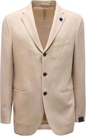 Lardini Wollen pak in klassieke stijl - Heren - Blazers - Beige - XL - Wol - Jassen