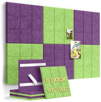 OEM Tablero De Fieltro Para Pared De 30 X 30 Cm, 6 Piezas, Adhesivo De Pared, Adhesivo De Fondo Para Pared, Tabl&oacute;n De Anuncios, Panel De Pared Diy