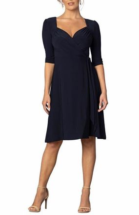 Kiyonna Sweetheart Midi Wrap Dress in Navy Blue at Nordstrom, Size X-Large