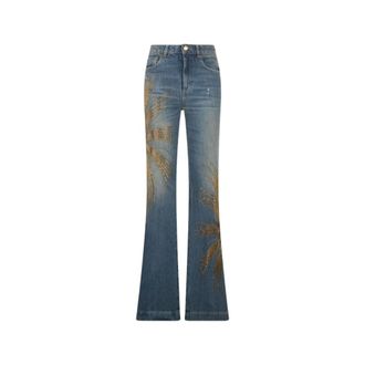 Roberto Cavalli Jeans With Rhinestones - female - Roberto Cavalli - Flare Jeans - Blue - S - Jeans
