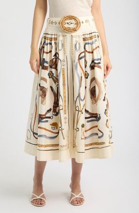 Farm Rio Equestrain Ring Belt Skirt in White at Nordstrom, Size X-Small