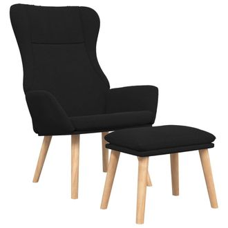 Nova Sill&oacute;n De Relax Con Taburete Tela Negro Vidaxl