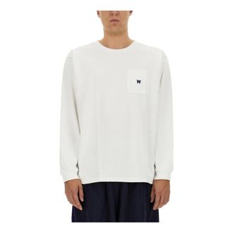 Needles L/S Crew Neck Tee - Poly Jersey - male - Needles - Long Sleeve T-Shirts - White - S - Tops