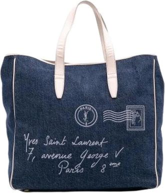 Saint Laurent Pre-owned Tote Bags, female, Blue, Size: ONE SIZE Pre-owned The Y Mail Tote Bag