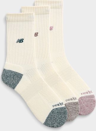 New Balance Mens Embroidered-logo padded ribbed socks 3-pack