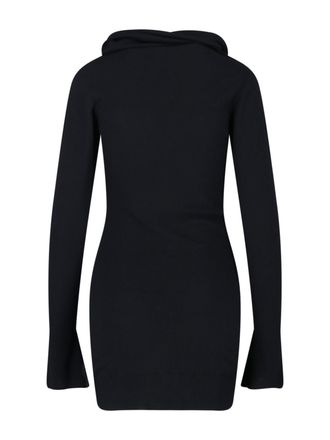 The Attico Cowl Neck Wool-Cashmere Knit Dress - Black