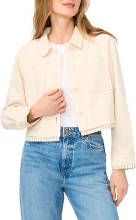 Halogen Crop Twill Shirt Jacket in Natural Beige at Nordstrom Rack, Size X-Large