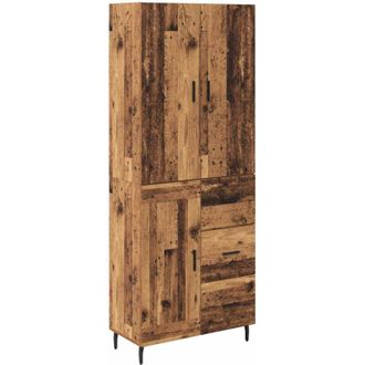 vidaXL Aparador Alto Con Caj&oacute;n 2 Pcs Madera Envejecida Vidaxl